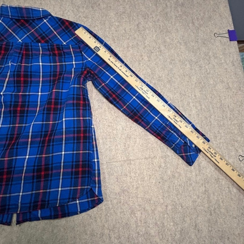 Talbots Shirt Womens M Blue 100% Cotton Plaid Button Down Classic Preppy Top - Picture 6 of 7